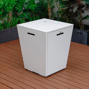 Marlin Modern White Aluminum Outdoor Chaise Lounge Chair With Square Fire Pit Side Table Set of 2 - Elax Furniture
