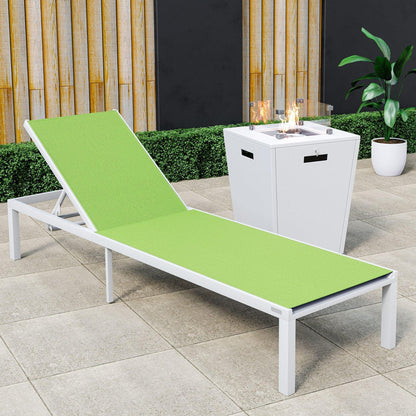 Marlin Aluminum Outdoor Chaise Lounge Chair with a Square Fire Pit Table - Elax Furniture