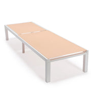 Marlin Modern White Aluminum Outdoor Chaise Lounge Chair With Square Fire Pit Side Table Set of 2 - Elax Furniture