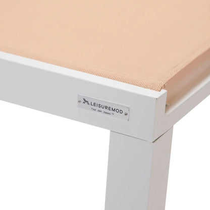 Marlin Modern White Aluminum Outdoor Chaise Lounge Chair With Square Fire Pit Side Table Set of 2 - Elax Furniture