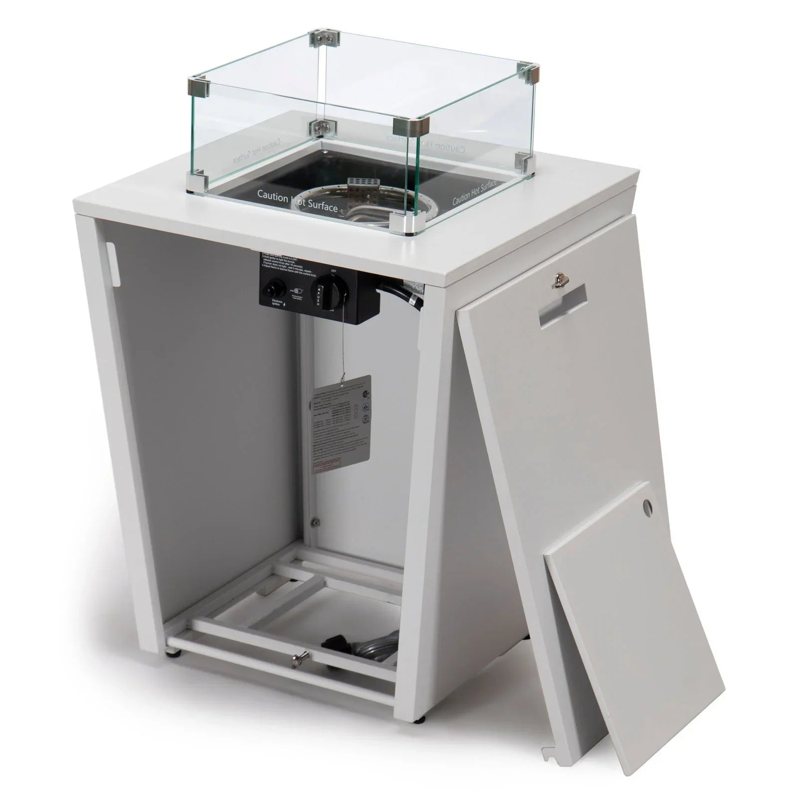 Marlin Modern White Aluminum Outdoor Chaise Lounge Chair With Square Fire Pit Side Table Set of 2 - Elax Furniture