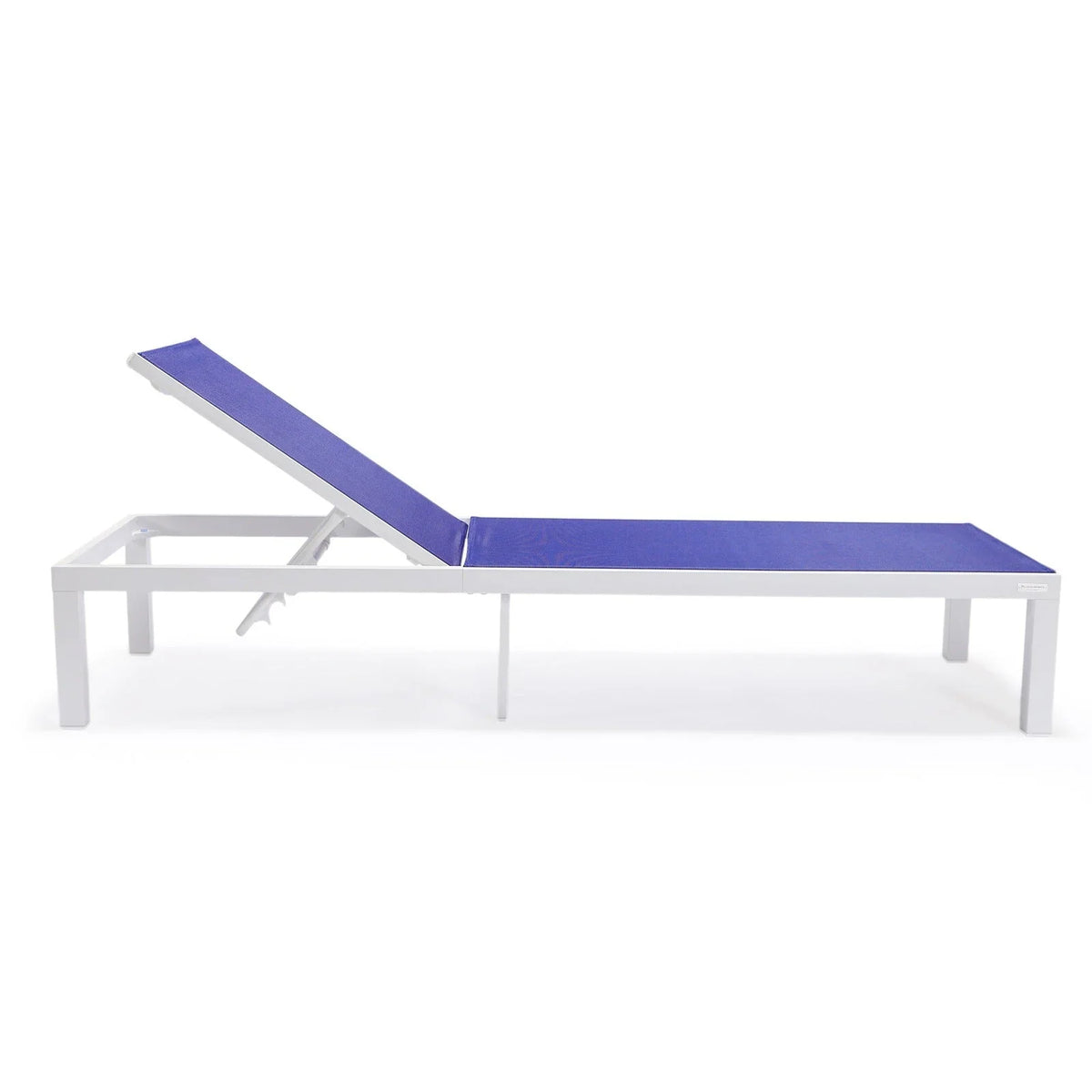 Marlin Modern White Aluminum Outdoor Chaise Lounge Chair With Square Fire Pit Side Table Set of 2 - Elax Furniture