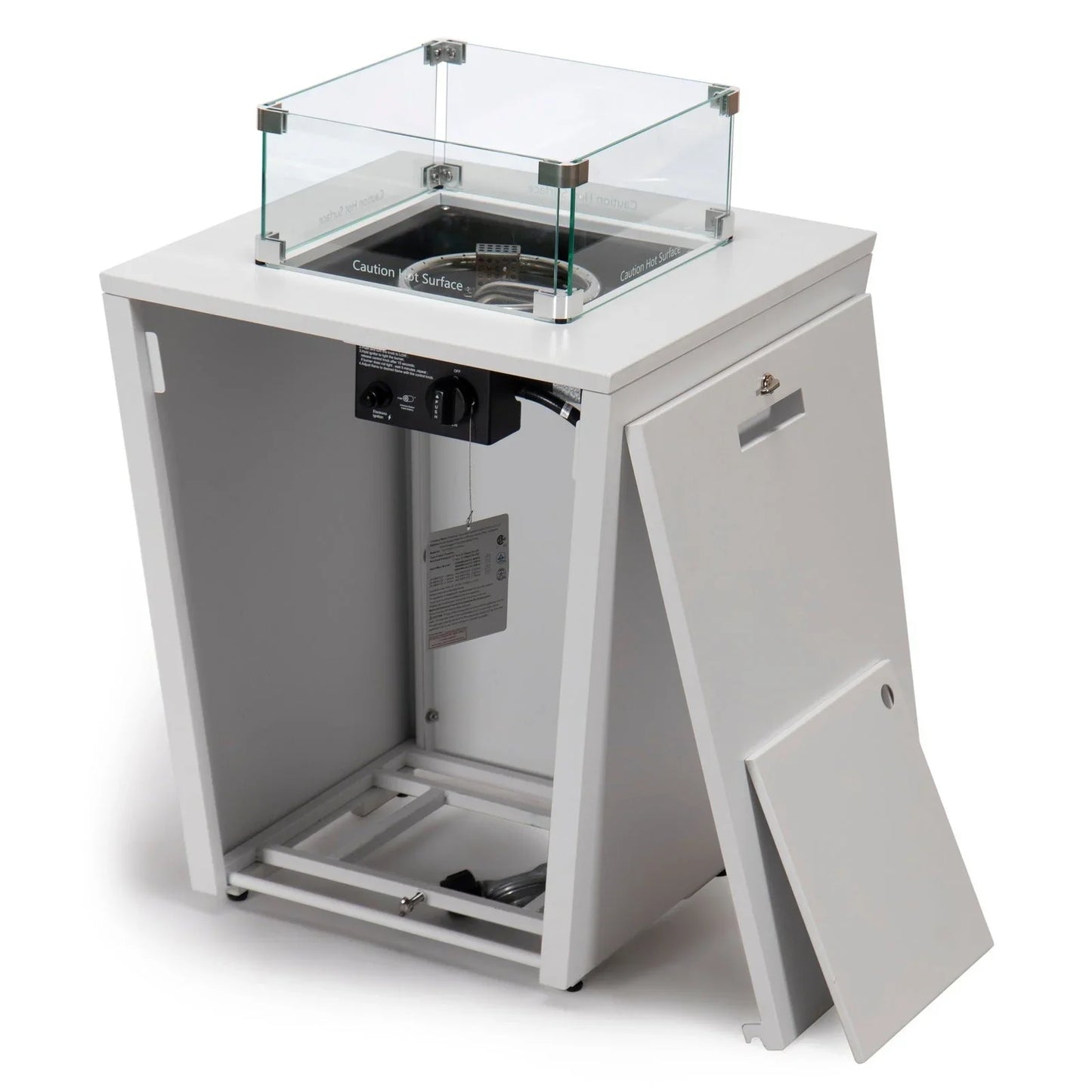 Marlin Modern White Aluminum Outdoor Chaise Lounge Chair With Square Fire Pit Side Table Set of 2 - Elax Furniture