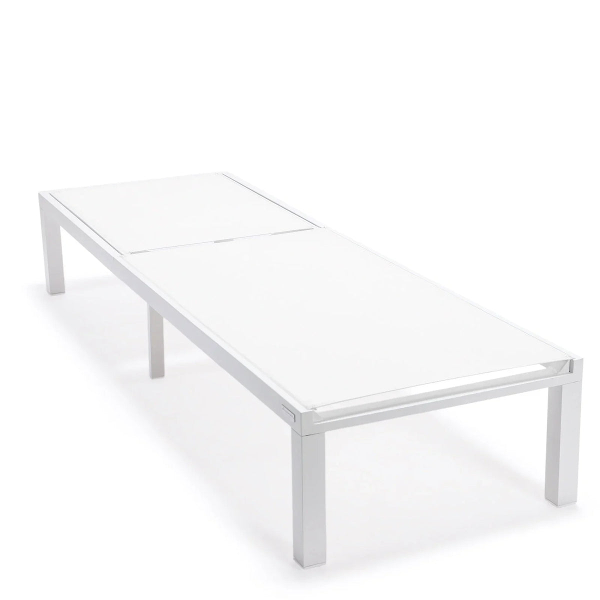 Marlin Modern White Aluminum Outdoor Chaise Lounge Chair With Square Fire Pit Side Table Set of 2 - Elax Furniture