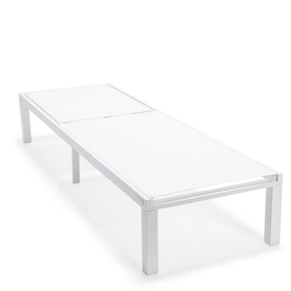 Marlin Modern White Aluminum Outdoor Chaise Lounge Chair With Square Fire Pit Side Table Set of 2 - Elax Furniture