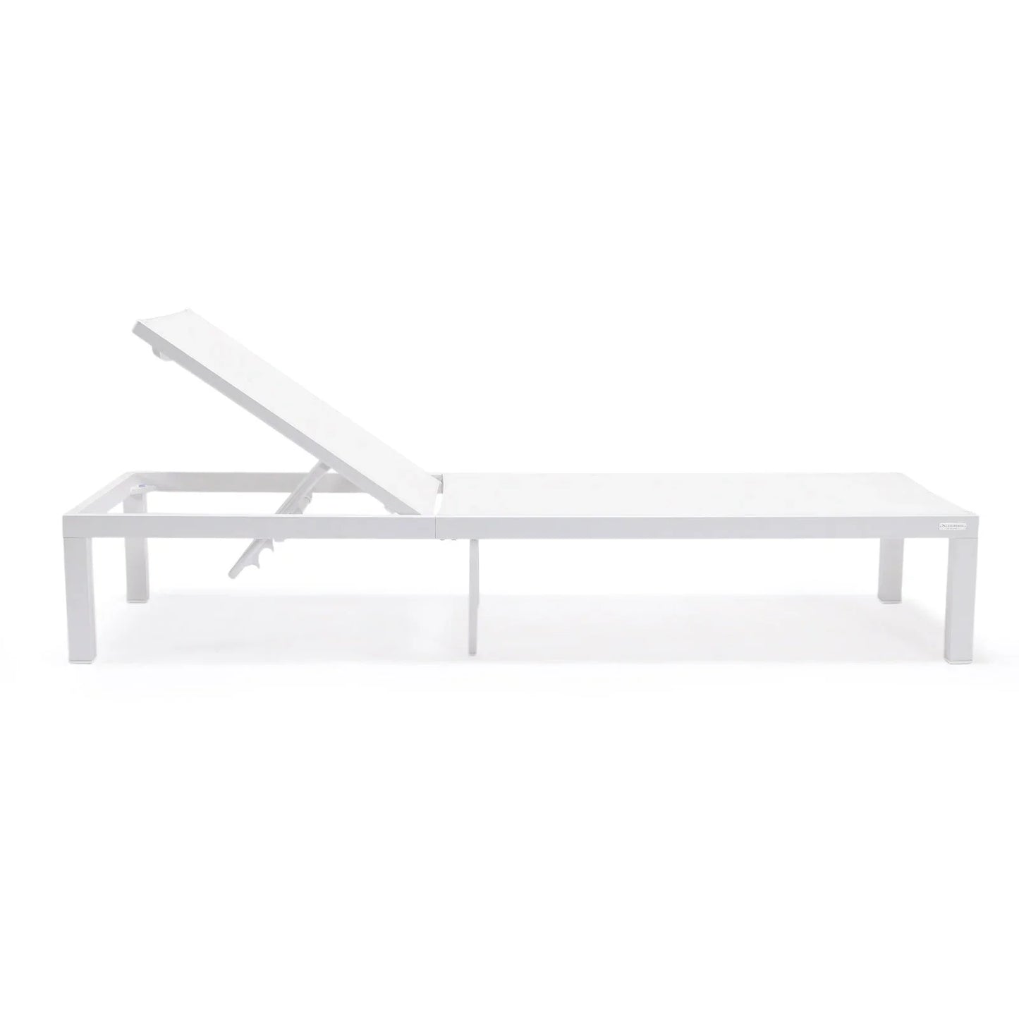 Marlin Modern White Aluminum Outdoor Chaise Lounge Chair With Square Fire Pit Side Table Set of 2 - Elax Furniture