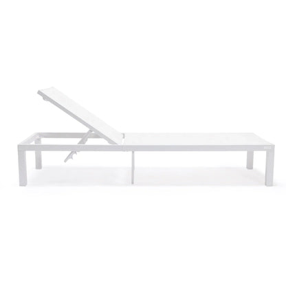 Marlin Modern White Aluminum Outdoor Chaise Lounge Chair With Square Fire Pit Side Table Set of 2 - Elax Furniture
