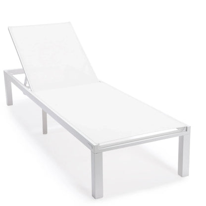 Marlin Aluminum Outdoor Chaise Lounge Chair with a Square Fire Pit Table - Elax Furniture