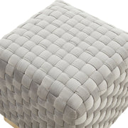 Myrtle 19" Square Weave Design Velvet Ottoman With Gold Base - Elax Furniture
