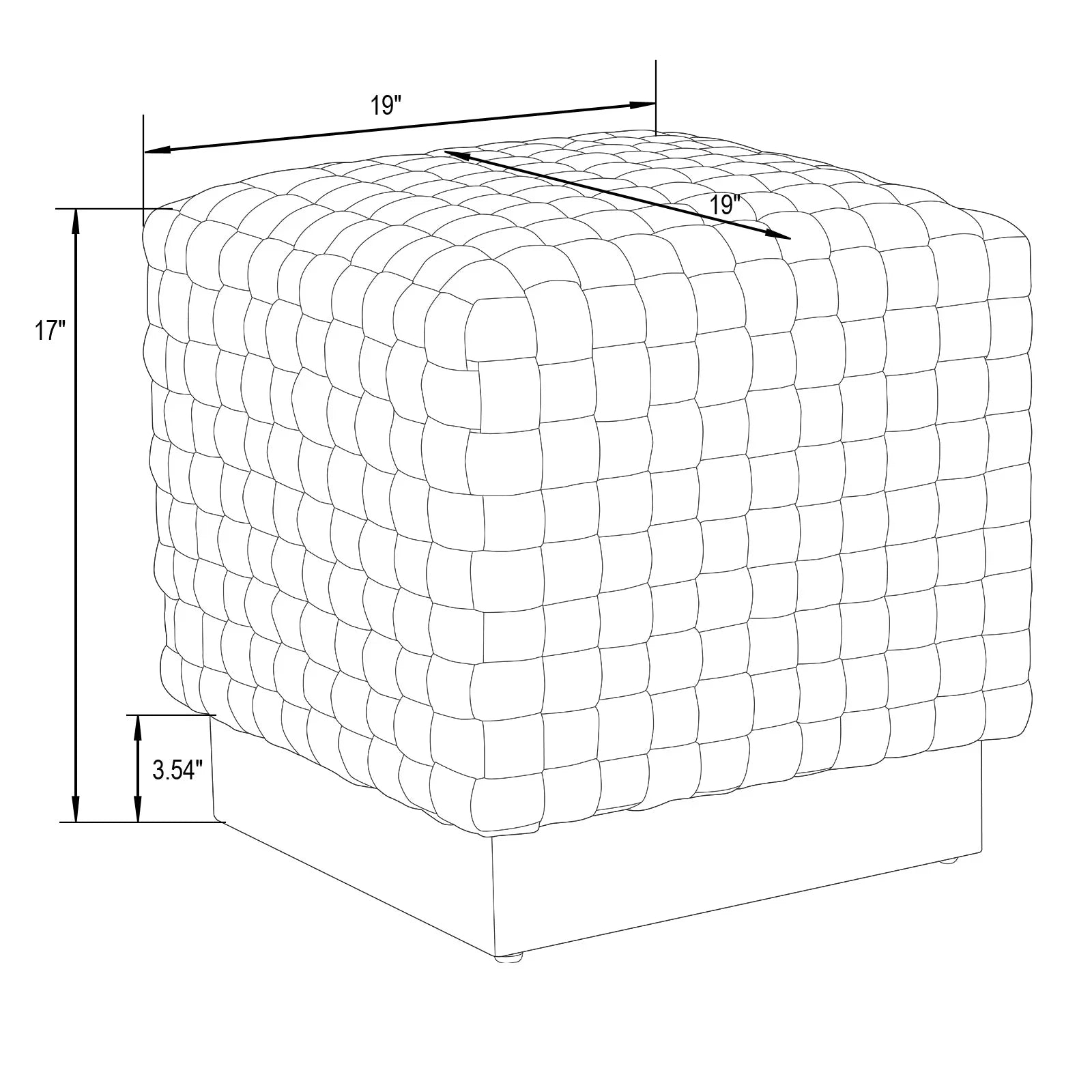 Myrtle 19" Square Weave Design Velvet Ottoman With Gold Base - Elax Furniture