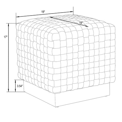 Myrtle 19" Square Weave Design Velvet Ottoman With Gold Base - Elax Furniture