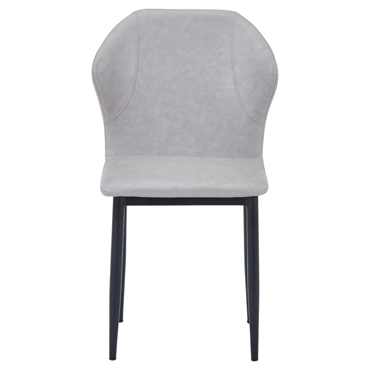 Mosaic Modern Dining Chair Upholstered Leather Vinyl Accent Chair with Curved Back Light Grey Dining Chair Leisuremod