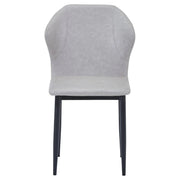 Mosaic Modern Dining Chair Upholstered Leather Vinyl Accent Chair with Curved Back Light Grey Dining Chair Leisuremod