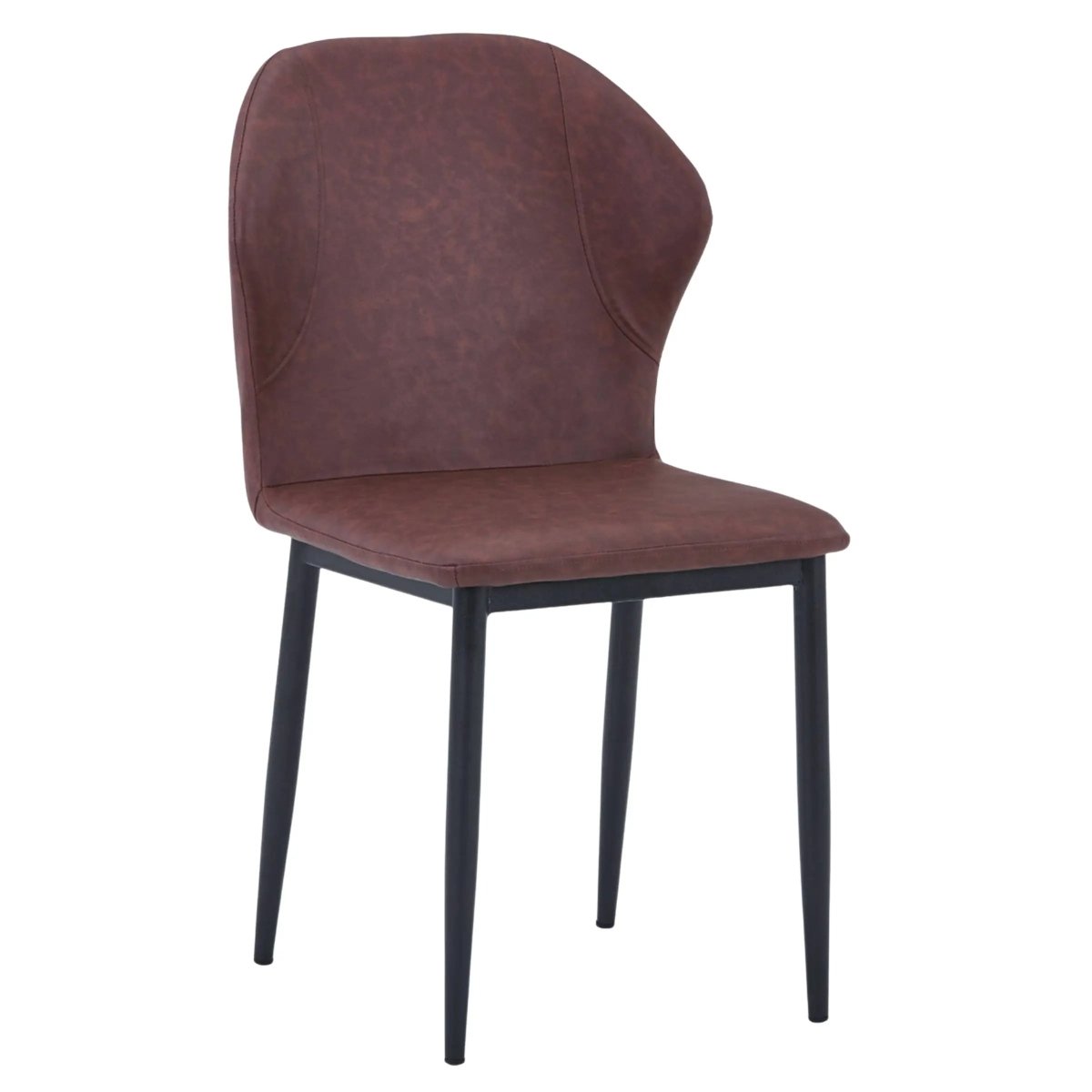 Mosaic Modern Dining Chair Upholstered Leather Vinyl Accent Chair with Curved Back Plum Purple Dining Chair Leisuremod