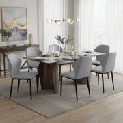 Mosaic Modern Dining Chair Upholstered Leather Vinyl Accent Chair with Curved Back Light Grey Dining Chair Leisuremod