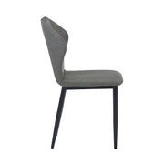 Mosaic Modern Dining Chair Upholstered Leather Vinyl Accent Chair with Curved Back Moss Green Dining Chair Leisuremod