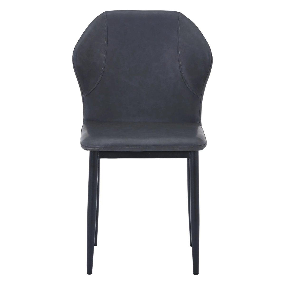 Mosaic Modern Dining Chair Upholstered Leather Vinyl Accent Chair with Curved Back Charcoal Dining Chair Leisuremod