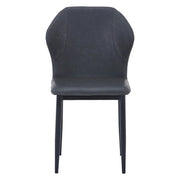 Mosaic Modern Dining Chair Upholstered Leather Vinyl Accent Chair with Curved Back Charcoal Dining Chair Leisuremod