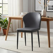 Mosaic Modern Dining Chair Upholstered Leather Vinyl Accent Chair with Curved Back Charcoal Dining Chair Leisuremod