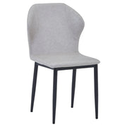 Mosaic Modern Dining Chair Upholstered Leather Vinyl Accent Chair with Curved Back Light Grey Dining Chair Leisuremod