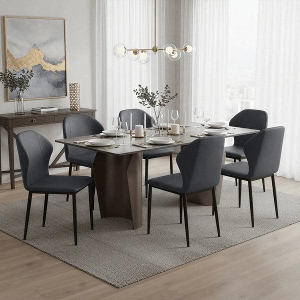 Mosaic Modern Dining Chair Upholstered Leather Vinyl Accent Chair with Curved Back