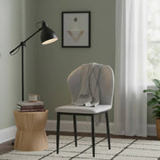 Mosaic Modern Dining Chair Upholstered Leather Vinyl Accent Chair with Curved Back Light Grey Dining Chair Leisuremod