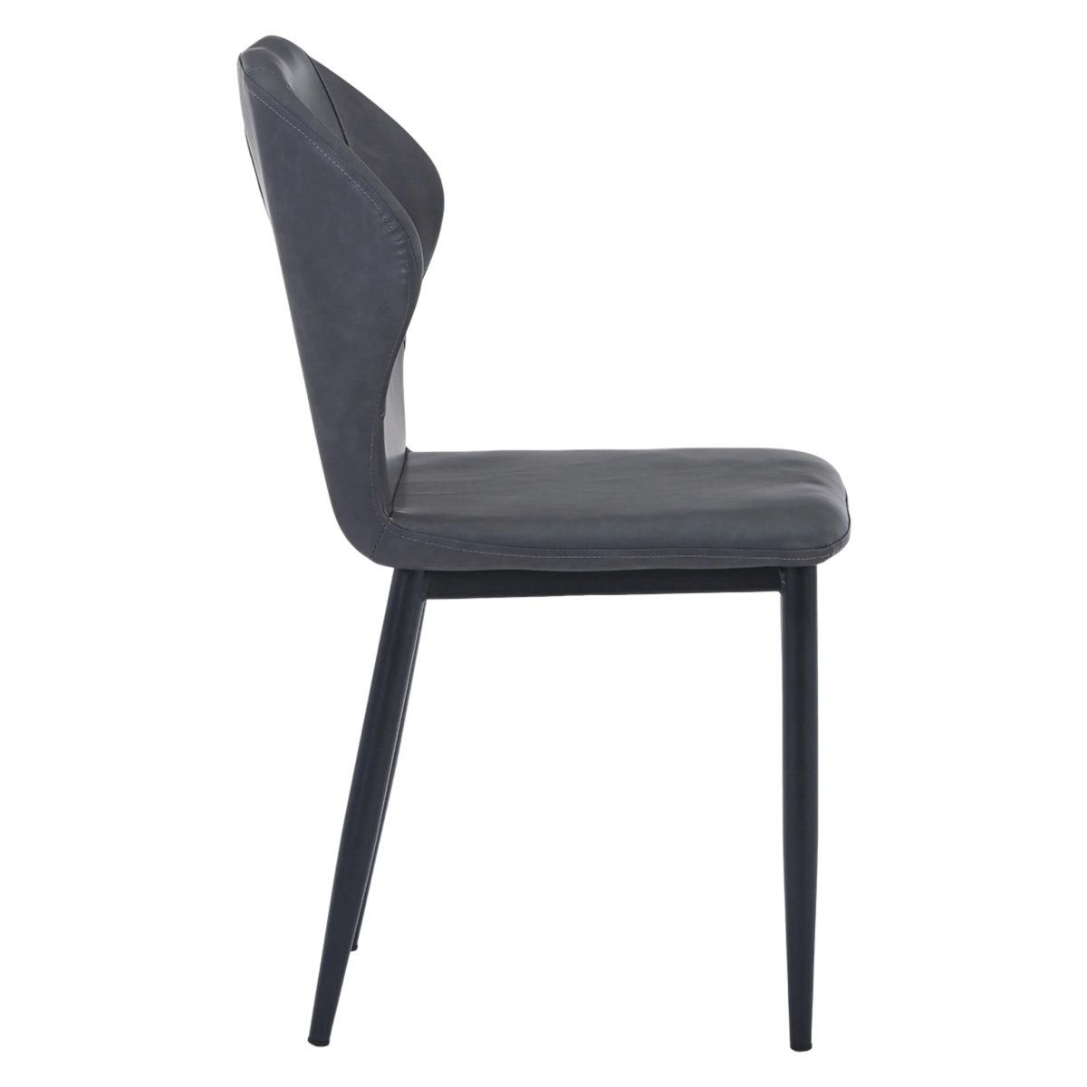 Mosaic Modern Dining Chair Upholstered Leather Vinyl Accent Chair with Curved Back Charcoal Dining Chair Leisuremod