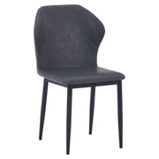 Mosaic Modern Dining Chair Upholstered Leather Vinyl Accent Chair with Curved Back Charcoal Dining Chair Leisuremod
