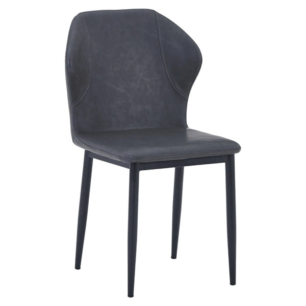 Mosaic Modern Dining Chair Upholstered Leather Vinyl Accent Chair with Curved Back Charcoal Dining Chair Leisuremod