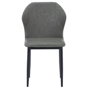 Mosaic Modern Dining Chair Upholstered Leather Vinyl Accent Chair with Curved Back Moss Green Dining Chair Leisuremod