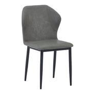 Mosaic Modern Dining Chair Upholstered Leather Vinyl Accent Chair with Curved Back Moss Green Dining Chair Leisuremod