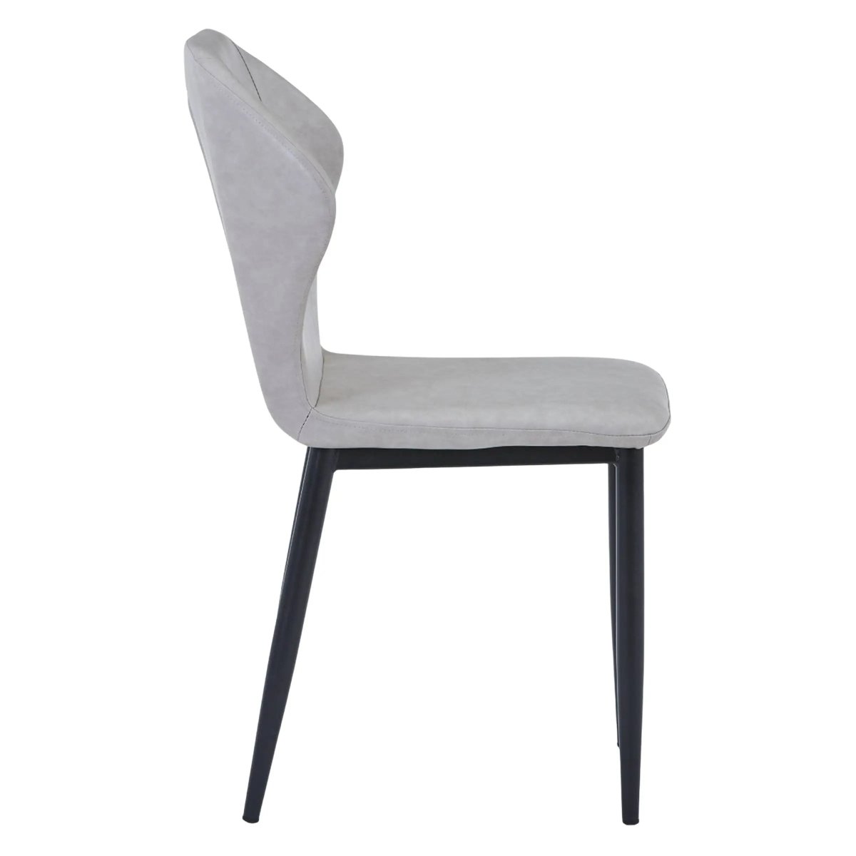 Mosaic Modern Dining Chair Upholstered Leather Vinyl Accent Chair with Curved Back Light Grey Dining Chair Leisuremod
