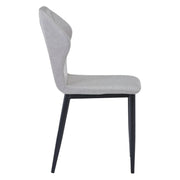 Mosaic Modern Dining Chair Upholstered Leather Vinyl Accent Chair with Curved Back Light Grey Dining Chair Leisuremod