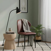 Mosaic Modern Dining Chair Upholstered Leather Vinyl Accent Chair with Curved Back Plum Purple Dining Chair Leisuremod