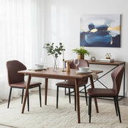 Mosaic Modern Dining Chair Upholstered Leather Vinyl Accent Chair with Curved Back Plum Purple Dining Chair Leisuremod