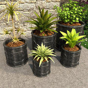 Meadow 5-Piece Fiberstone and MGO Clay Planter Set, Mid-Century Modern Round Planter Pot for Indoor and Outdoor - Elax Furniture