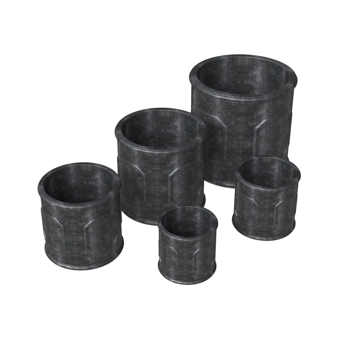 Meadow 5-Piece Fiberstone and MGO Clay Planter Set, Mid-Century Modern Round Planter Pot for Indoor and Outdoor - Elax Furniture