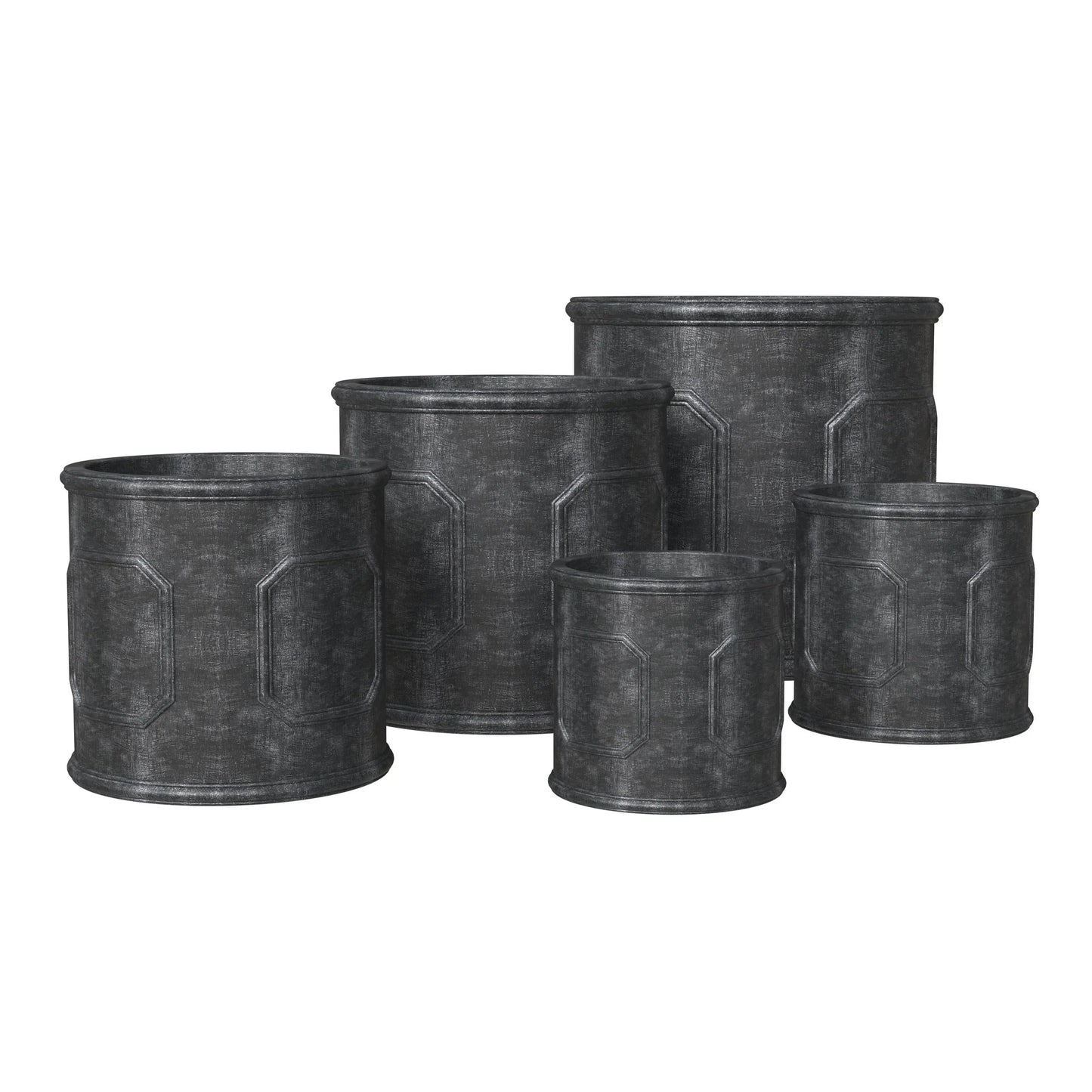 Meadow 5-Piece Fiberstone and MGO Clay Planter Set, Mid-Century Modern Round Planter Pot for Indoor and Outdoor - Elax Furniture