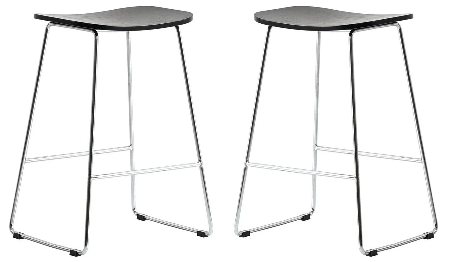 Melrose Modern Wood Counter Stool With Chrome Frame Set of 2 - Elax Furniture