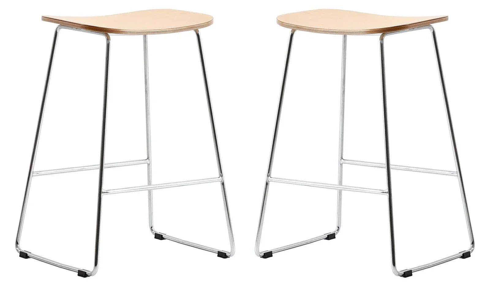 Melrose Modern Wood Counter Stool With Chrome Frame Set of 2 - Elax Furniture