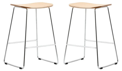 Melrose Modern Wood Counter Stool With Chrome Frame Set of 2 - Elax Furniture
