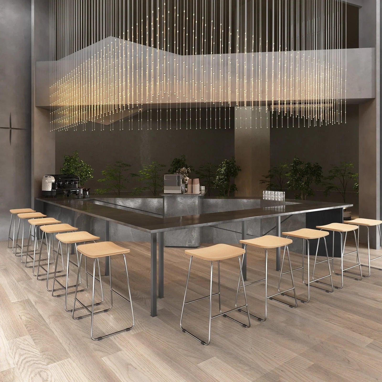 Melrose Modern Wood Counter Stool With Chrome Frame Set of 2 - Elax Furniture