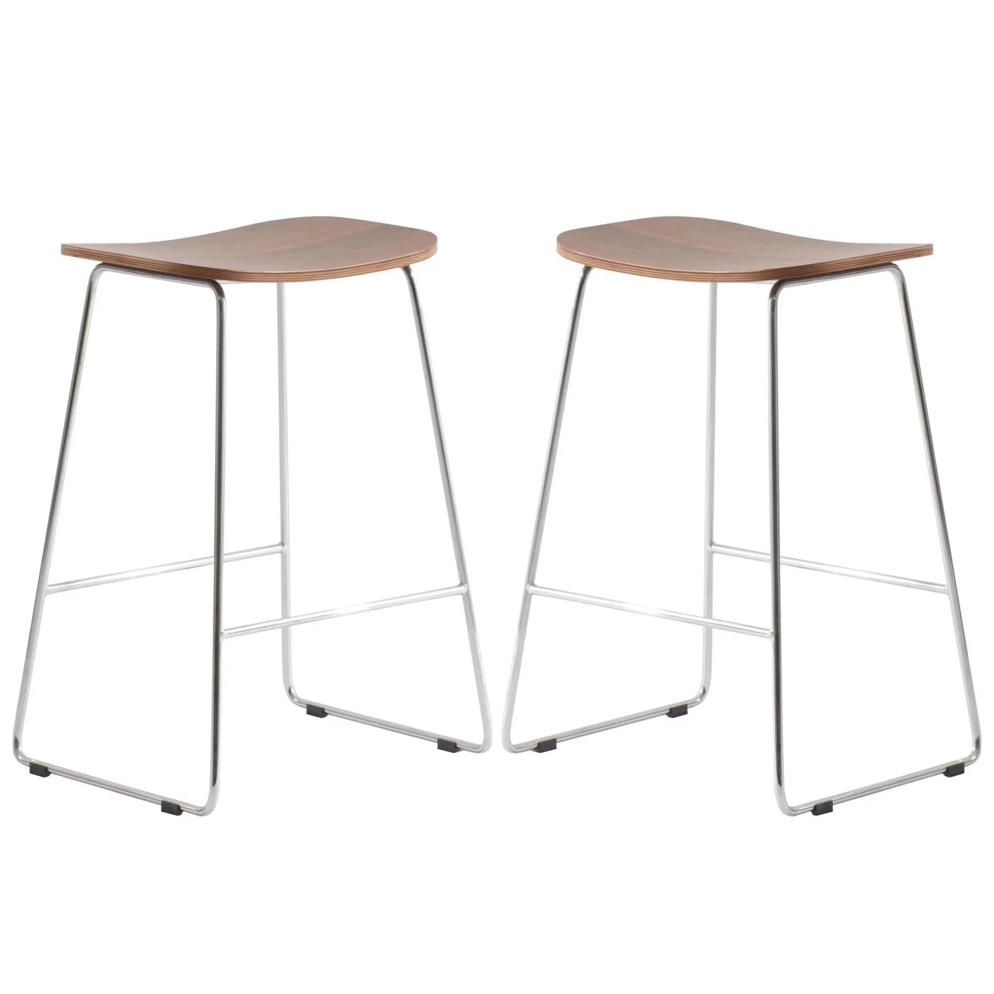 Melrose Modern Wood Counter Stool With Chrome Frame Set of 2 - Elax Furniture