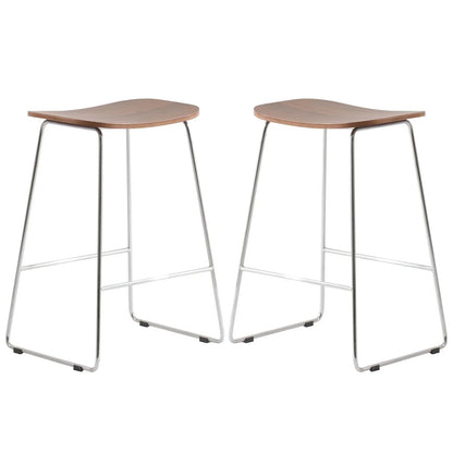 Melrose Modern Wood Counter Stool With Chrome Frame Set of 2 - Elax Furniture