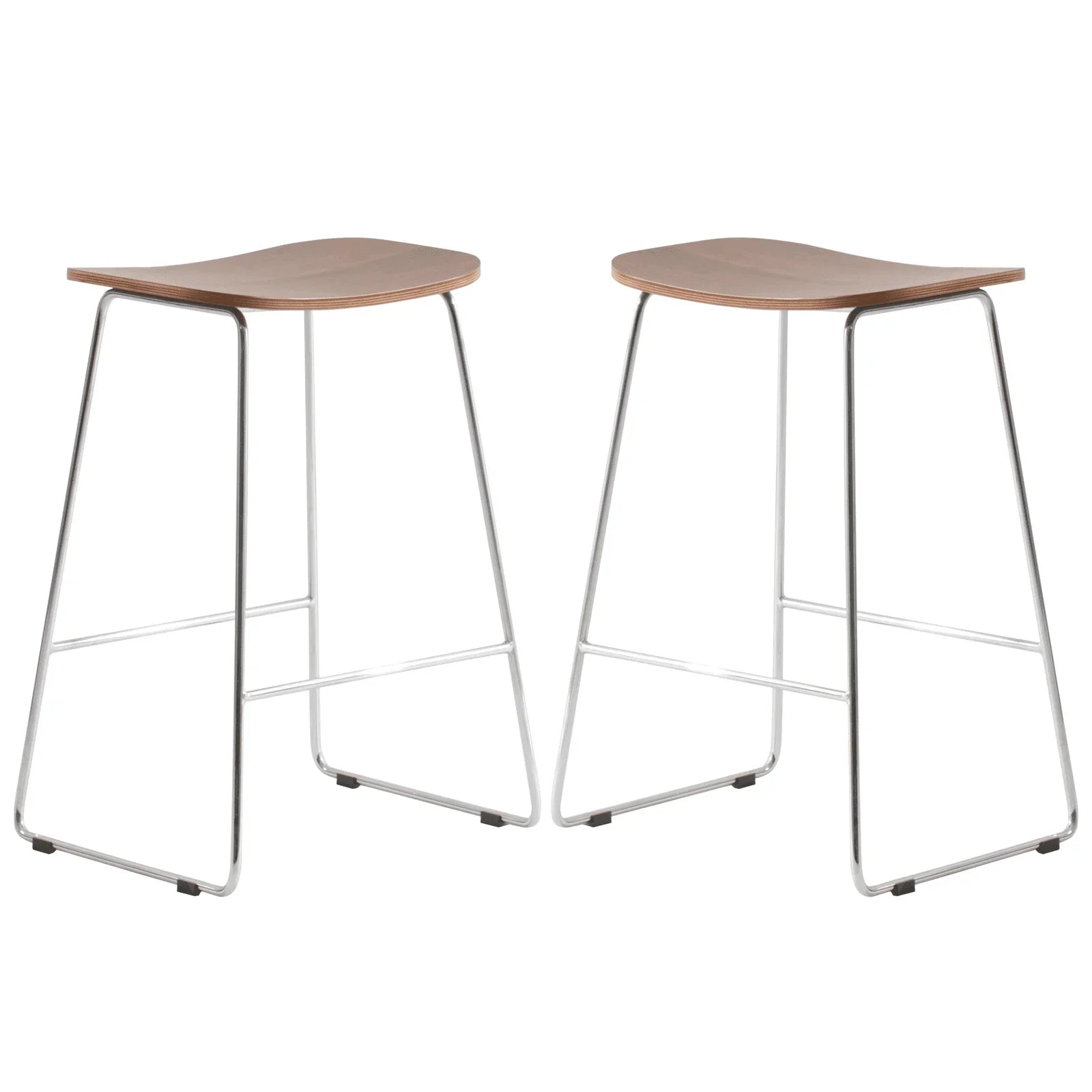 Melrose Modern Wood Counter Stool With Chrome Frame Set of 2 - Elax Furniture