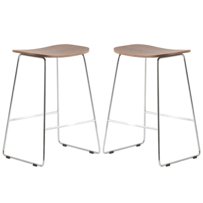 Melrose Modern Wood Counter Stool With Chrome Frame Set of 2 - Elax Furniture