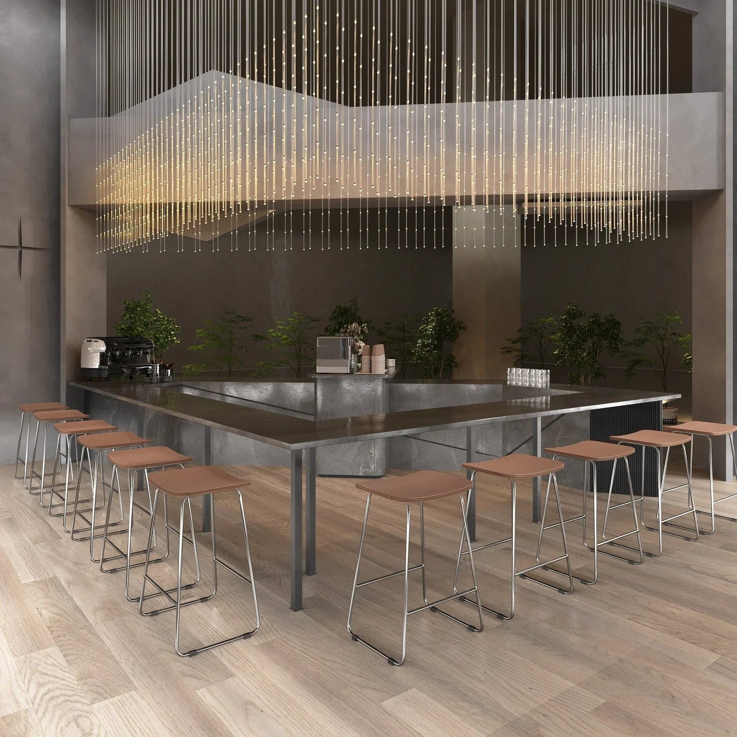 Melrose Modern Wood Counter Stool With Chrome Frame Set of 2 - Elax Furniture