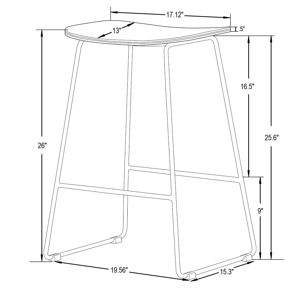 Melrose Modern Wood Counter Stool With Chrome Frame - Elax Furniture