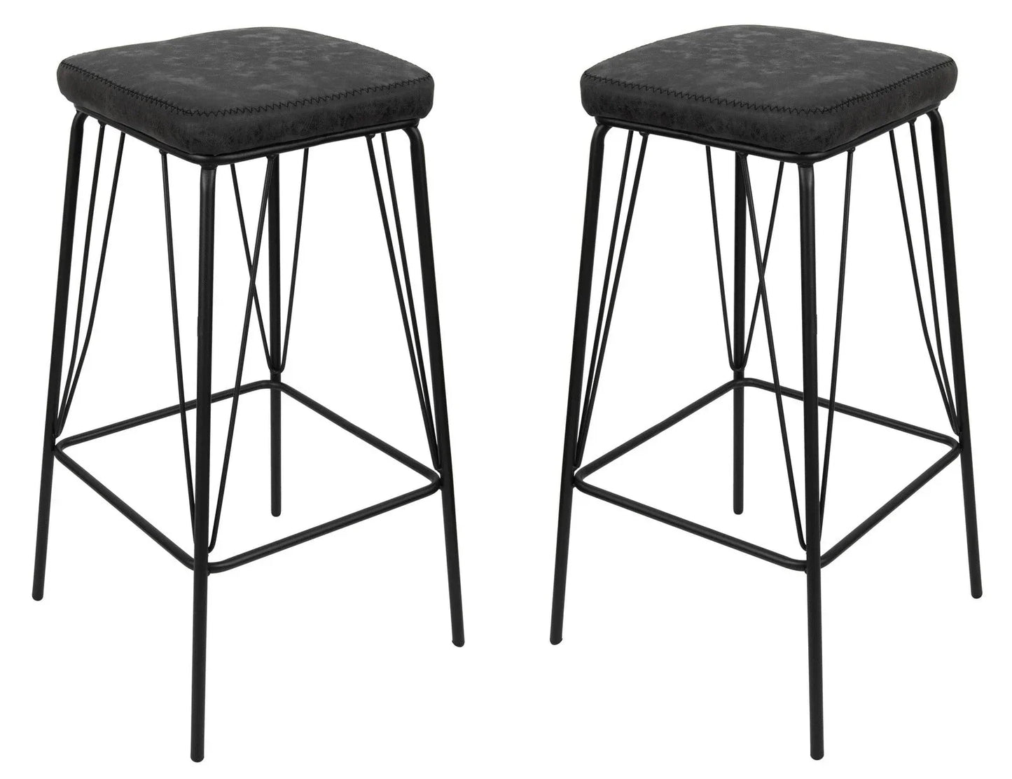 Millard Leather Bar Stool With Metal Frame Set of 2 - Elax Furniture