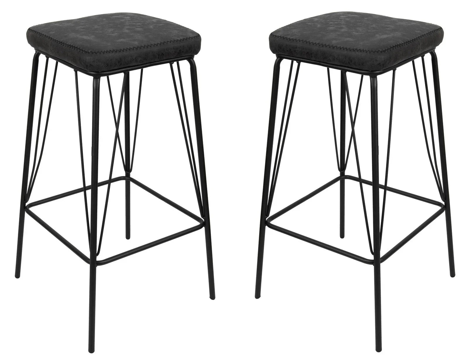 Millard Leather Bar Stool With Metal Frame Set of 2 - Elax Furniture
